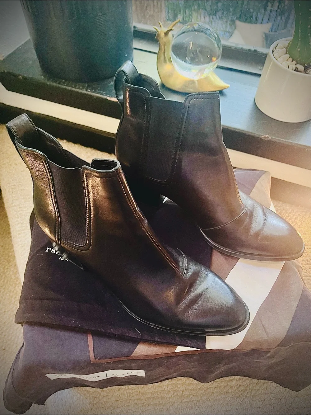rag & bone Black Leather Chelsea Ankle Boots
